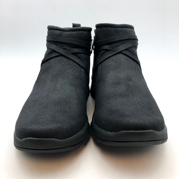 BZEES Womens Gusto Ankle Booties US 8 Wide EU 38.5 Black Fabric Wrap Tassel NIB - Picture 5 of 11